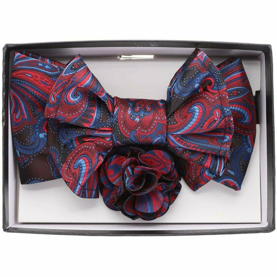 Vittorio Farina XL Bow Tie, Pocket Square & Flower Lapel Pin - xl-l-2124 - Classy Cufflinks