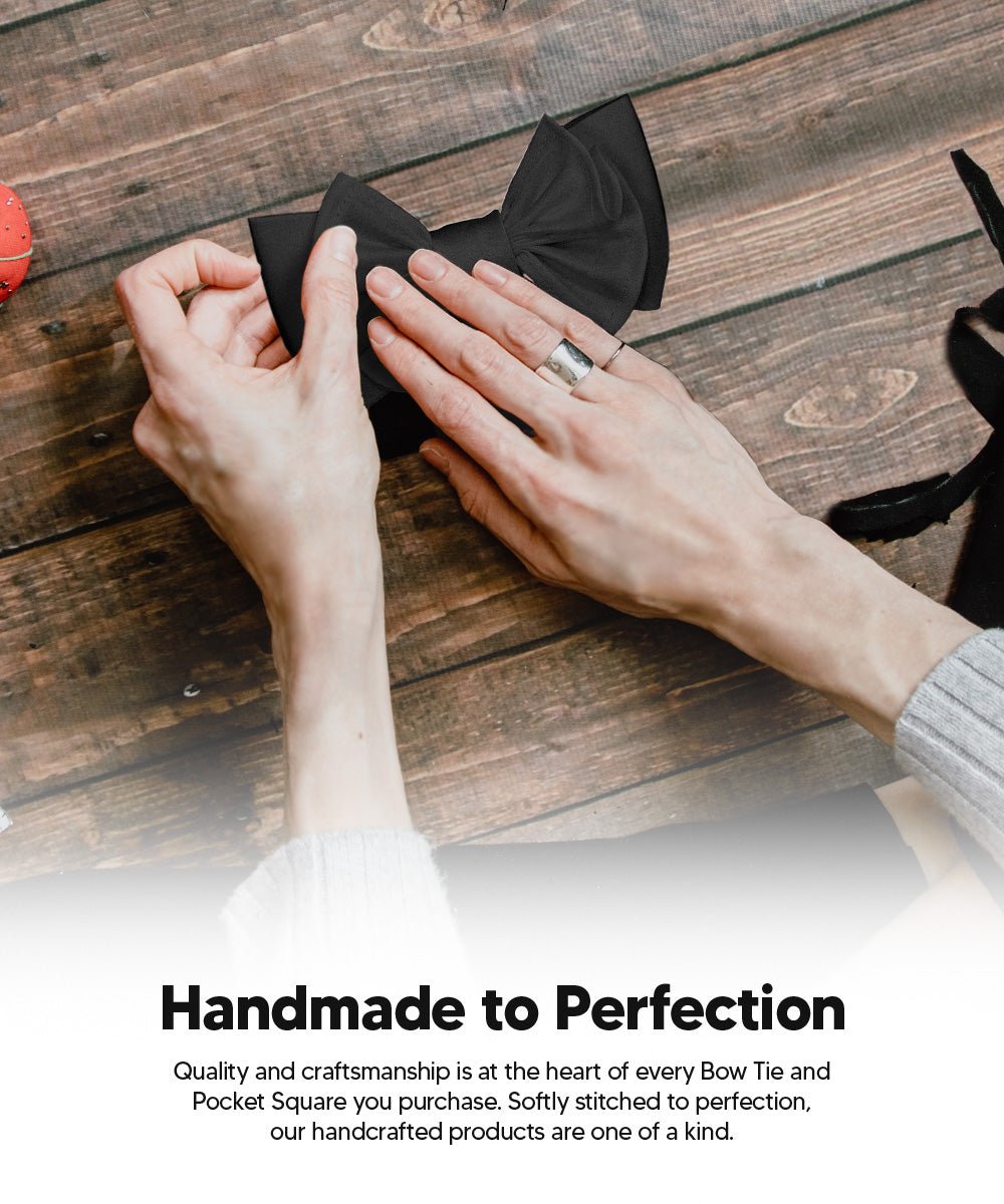 XL Solid Bow Tie & Pocket Square by Vittorio Farina (xl - solid - black) for Independent Retail Stores by Dubal Brothers