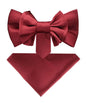 XL Solid Bow Tie & Pocket Square by Vittorio Farina (xl - solid - burgundy) for Independent Retail Stores by Dubal Brothers
