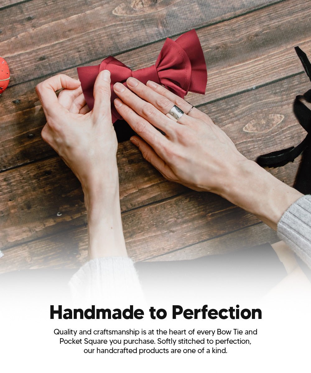 XL Solid Bow Tie & Pocket Square by Vittorio Farina (xl - solid - burgundy) for Independent Retail Stores by Dubal Brothers