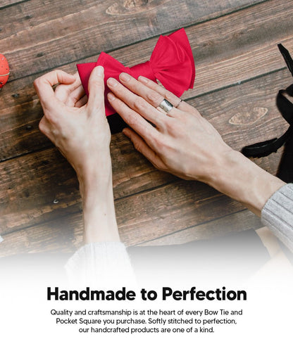 XL Solid Bow Tie & Pocket Square by Vittorio Farina (xl - solid - hot - pink) for Independent Retail Stores by Dubal Brothers