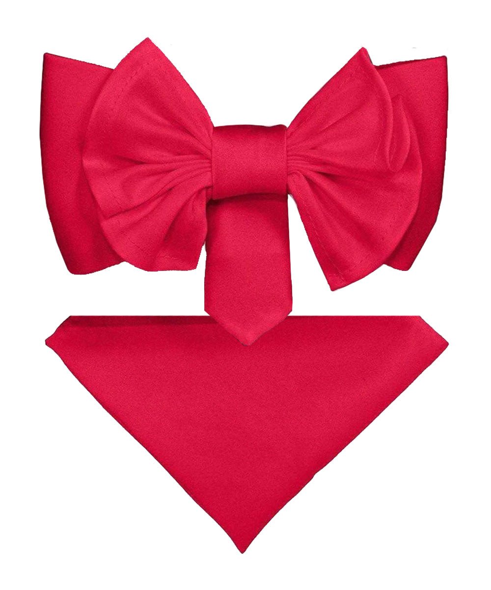XL Solid Bow Tie & Pocket Square by Vittorio Farina (xl - solid - hot - pink) for Independent Retail Stores by Dubal Brothers