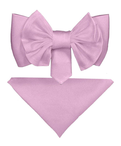 XL Solid Bow Tie & Pocket Square by Vittorio Farina (xl - solid - lavender) for Independent Retail Stores by Dubal Brothers