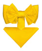 XL Solid Bow Tie & Pocket Square by Vittorio Farina (xl - solid - mustard) for Independent Retail Stores by Dubal Brothers