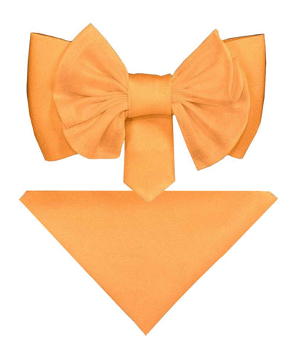 XL Solid Bow Tie & Pocket Square by Vittorio Farina (xl - solid - peach) for Independent Retail Stores by Dubal Brothers