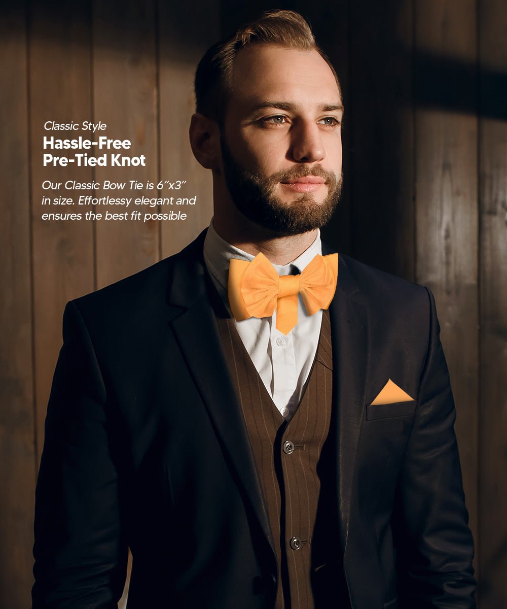 XL Solid Bow Tie & Pocket Square by Vittorio Farina (xl - solid - peach) for Independent Retail Stores by Dubal Brothers