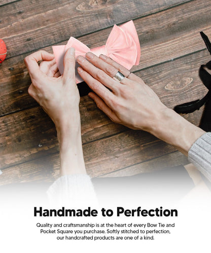 XL Solid Bow Tie & Pocket Square by Vittorio Farina (xl - solid - pink) for Independent Retail Stores by Dubal Brothers