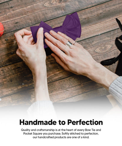 XL Solid Bow Tie & Pocket Square by Vittorio Farina (xl - solid - purple) for Independent Retail Stores by Dubal Brothers