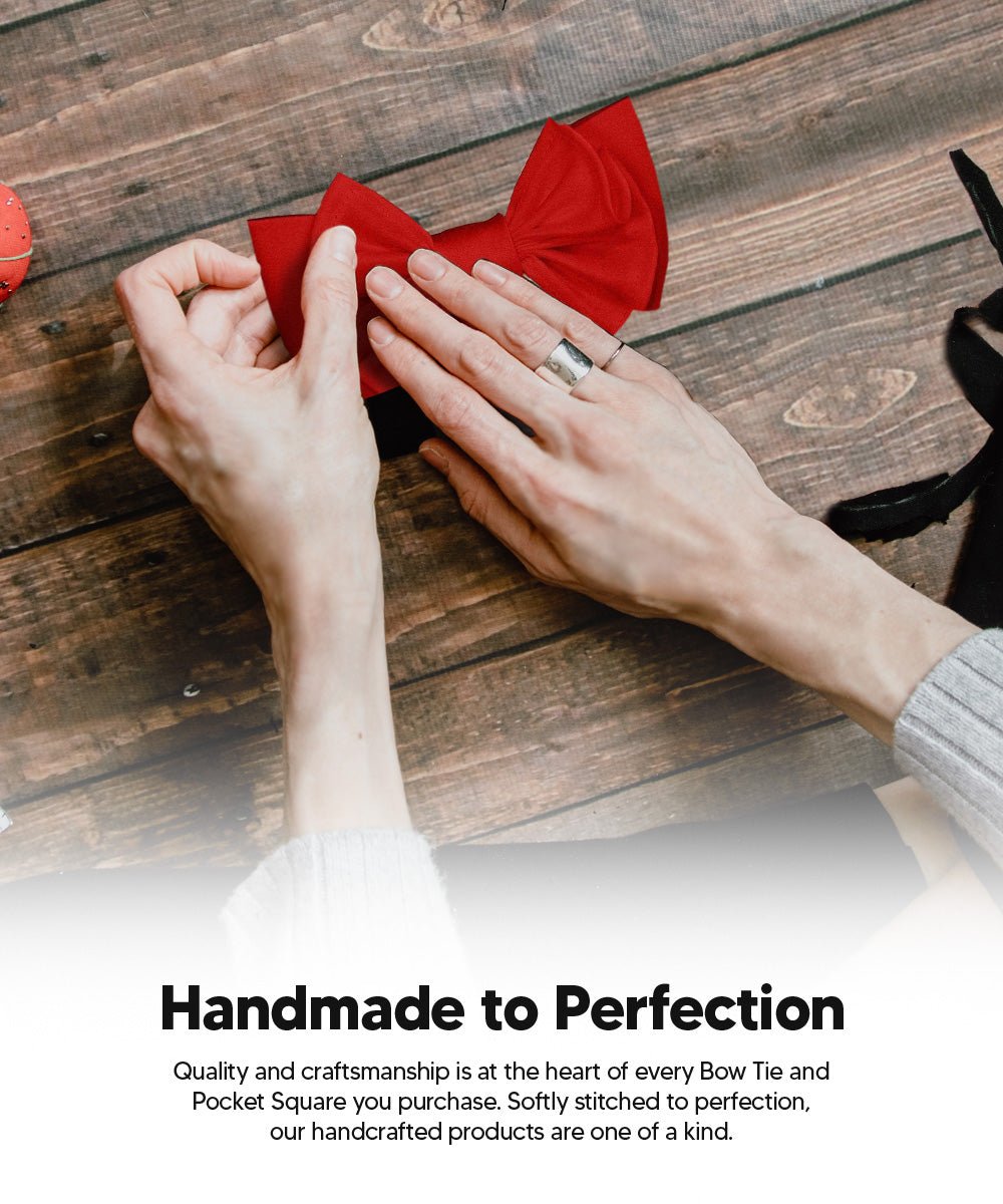 XL Solid Bow Tie & Pocket Square by Vittorio Farina (xl - solid - red) for Independent Retail Stores by Dubal Brothers