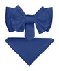 XL Solid Bow Tie & Pocket Square by Vittorio Farina (xl - solid - royal) for Independent Retail Stores by Dubal Brothers