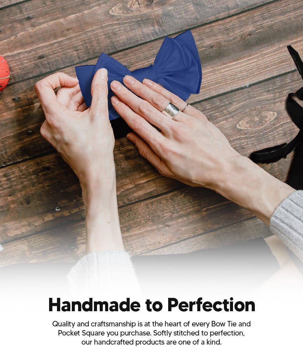 XL Solid Bow Tie & Pocket Square by Vittorio Farina (xl - solid - royal) for Independent Retail Stores by Dubal Brothers