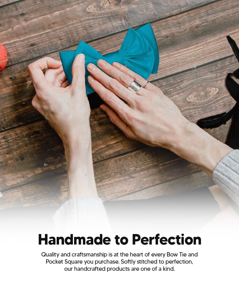 XL Solid Bow Tie & Pocket Square by Vittorio Farina (xl - solid - turquoise) for Independent Retail Stores by Dubal Brothers