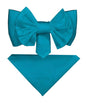 XL Solid Bow Tie & Pocket Square by Vittorio Farina (xl - solid - turquoise) for Independent Retail Stores by Dubal Brothers