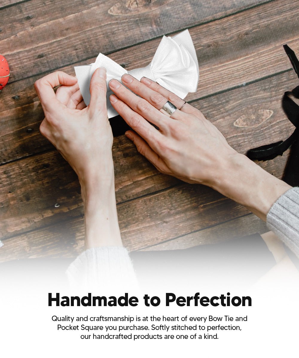 XL Solid Bow Tie & Pocket Square by Vittorio Farina (xl - solid - white) for Independent Retail Stores by Dubal Brothers