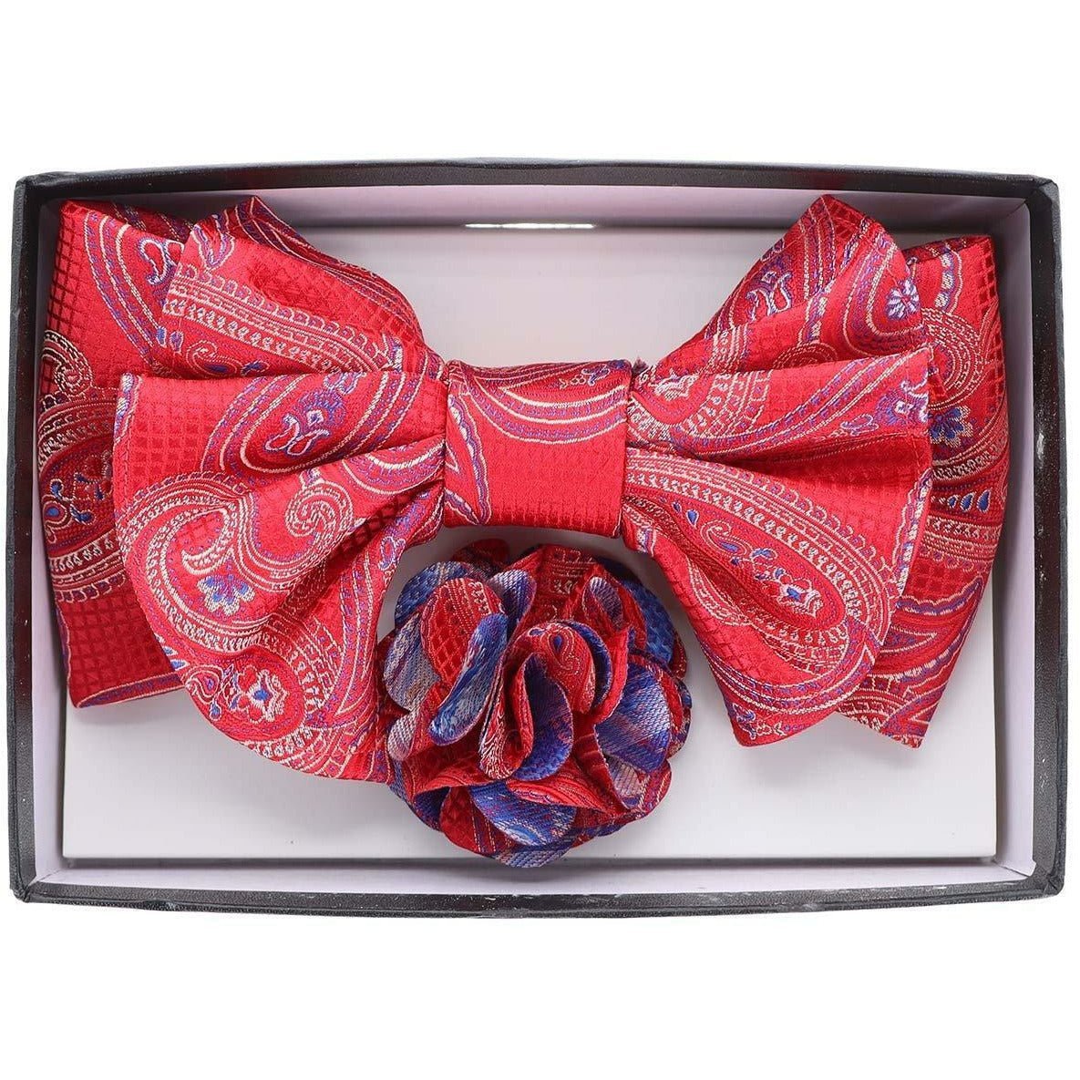 Vittorio Farina XL Bow Tie, Pocket Square & Flower Lapel Pin - XL2102 - Classy Cufflinks
