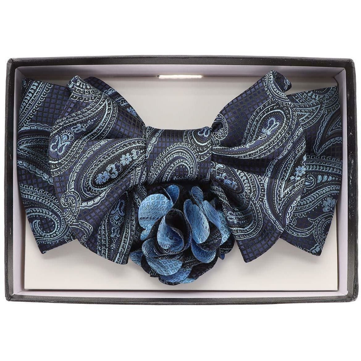 Vittorio Farina XL Bow Tie, Pocket Square & Flower Lapel Pin - XL2103 - Classy Cufflinks