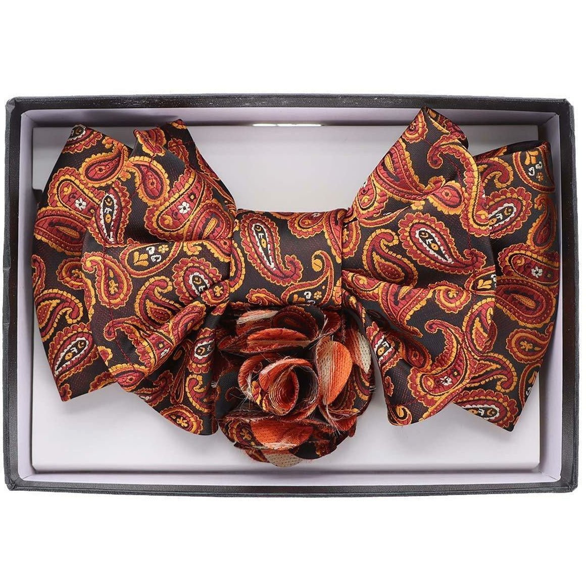 Vittorio Farina XL Bow Tie, Pocket Square & Flower Lapel Pin - XL2104 - Classy Cufflinks