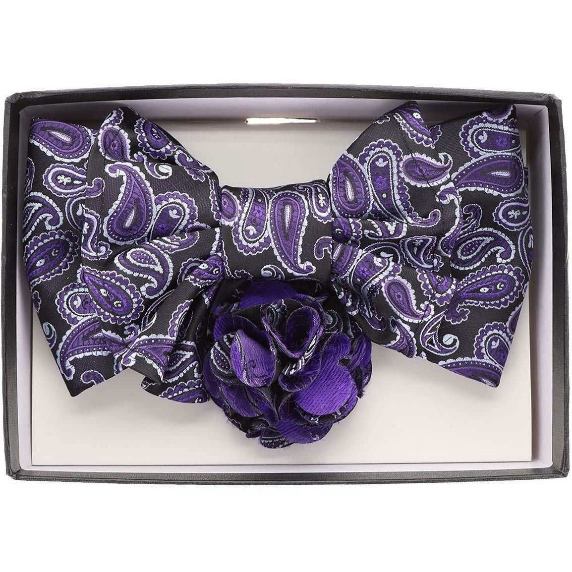 Vittorio Farina XL Bow Tie, Pocket Square & Flower Lapel Pin - XL2105 - Classy Cufflinks