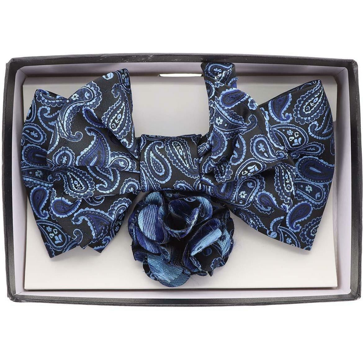 Vittorio Farina XL Bow Tie, Pocket Square & Flower Lapel Pin - XL2106 - Classy Cufflinks