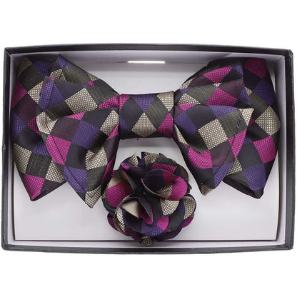 Vittorio Farina XL Bow Tie, Pocket Square & Flower Lapel Pin - XL2107 - Classy Cufflinks
