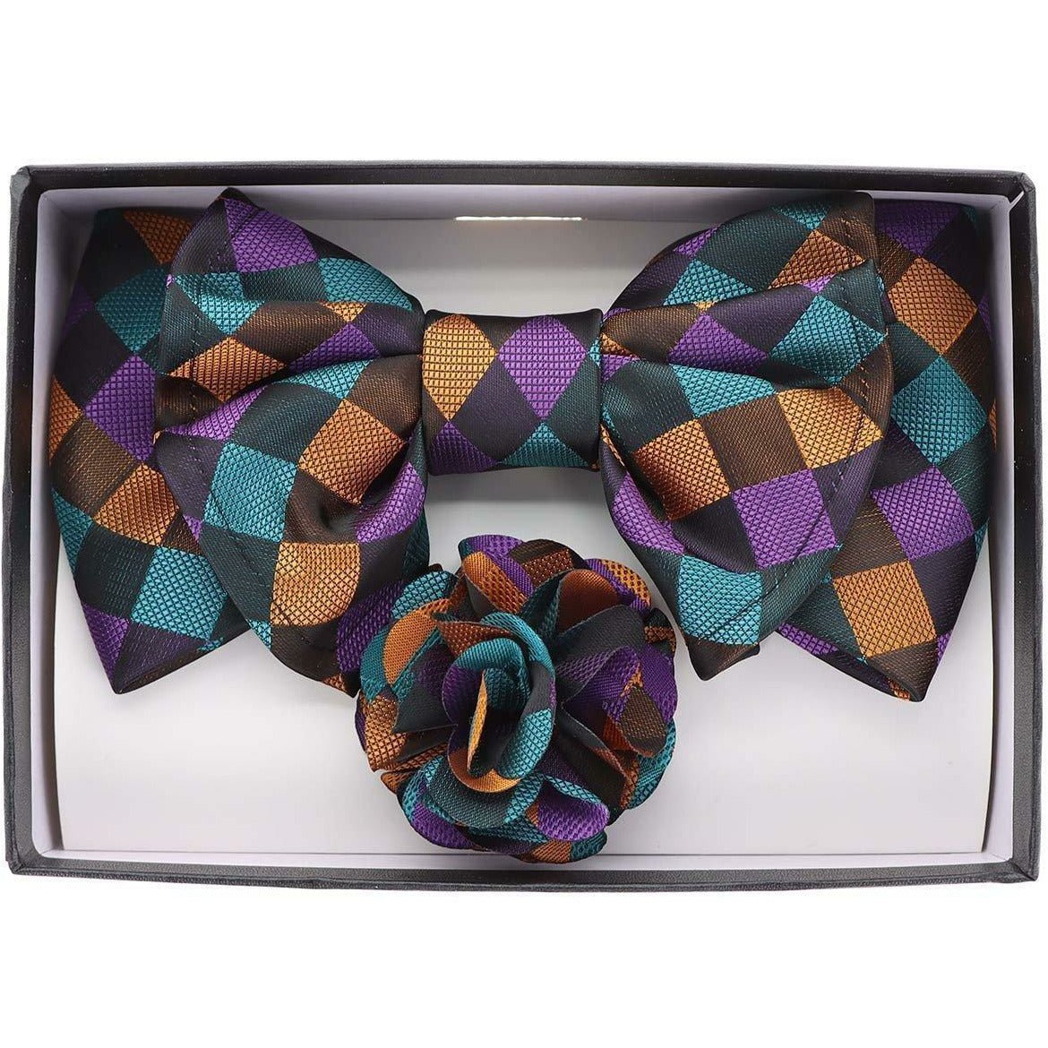 Vittorio Farina XL Bow Tie, Pocket Square & Flower Lapel Pin - XL2108 - Classy Cufflinks