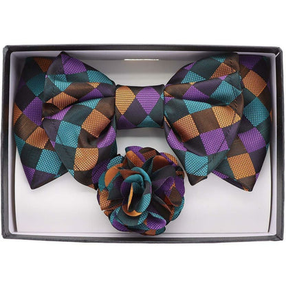 Vittorio Farina XL Bow Tie, Pocket Square & Flower Lapel Pin - XL2108 - Classy Cufflinks
