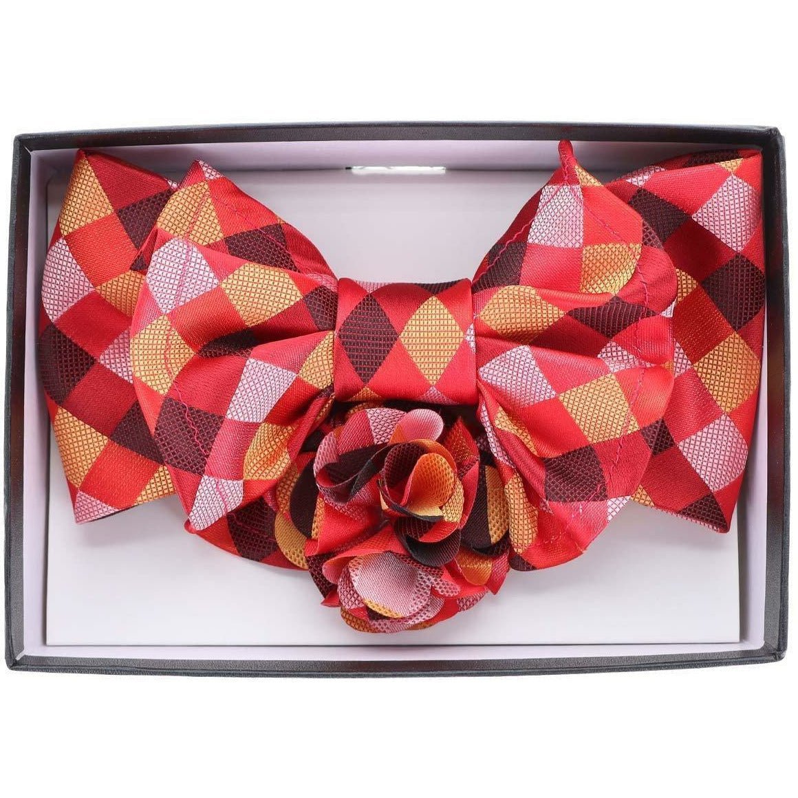 Vittorio Farina XL Bow Tie, Pocket Square & Flower Lapel Pin - XL2109 - Classy Cufflinks