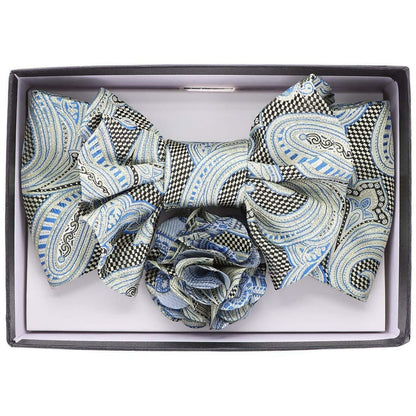 Vittorio Farina XL Bow Tie, Pocket Square & Flower Lapel Pin - XL2110 - Classy Cufflinks