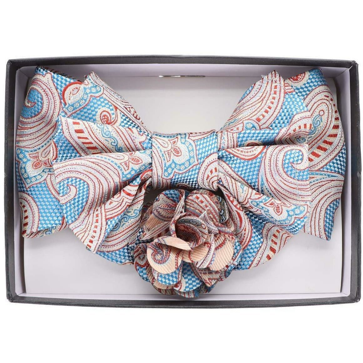 Vittorio Farina XL Bow Tie, Pocket Square & Flower Lapel Pin - XL2111 - Classy Cufflinks