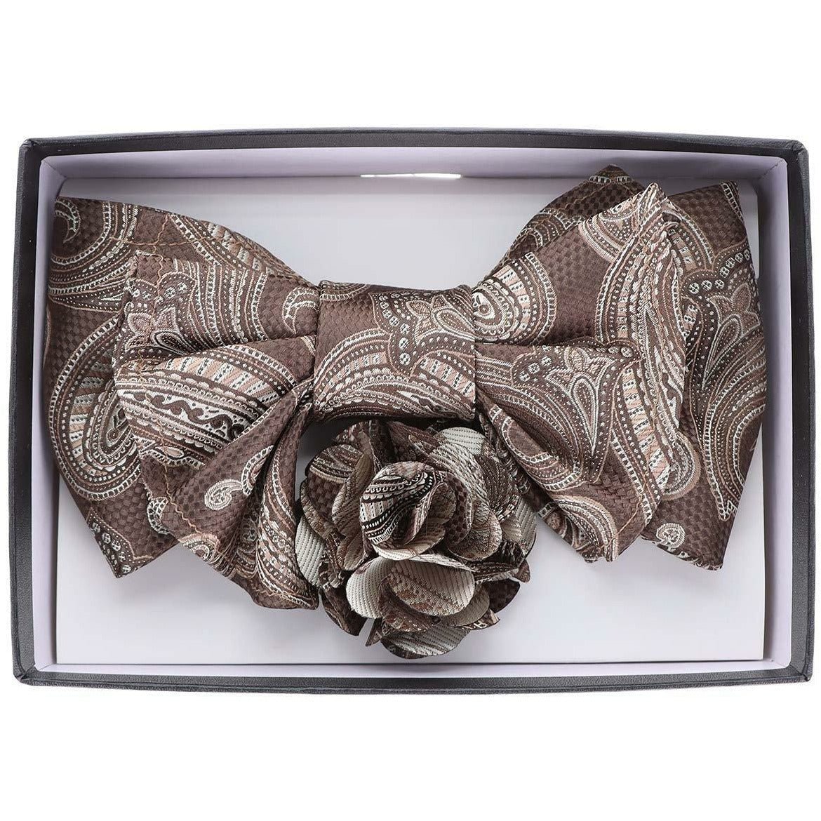 Vittorio Farina XL Bow Tie, Pocket Square & Flower Lapel Pin - XL2112 - Classy Cufflinks