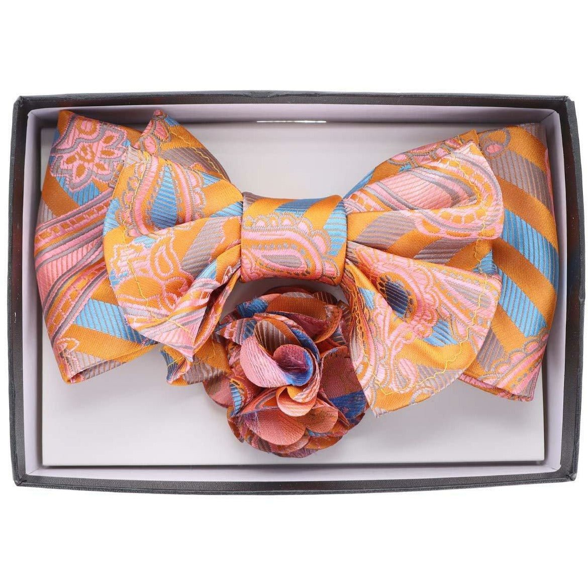 Vittorio Farina XL Bow Tie, Pocket Square & Flower Lapel Pin - XL2114 - Classy Cufflinks