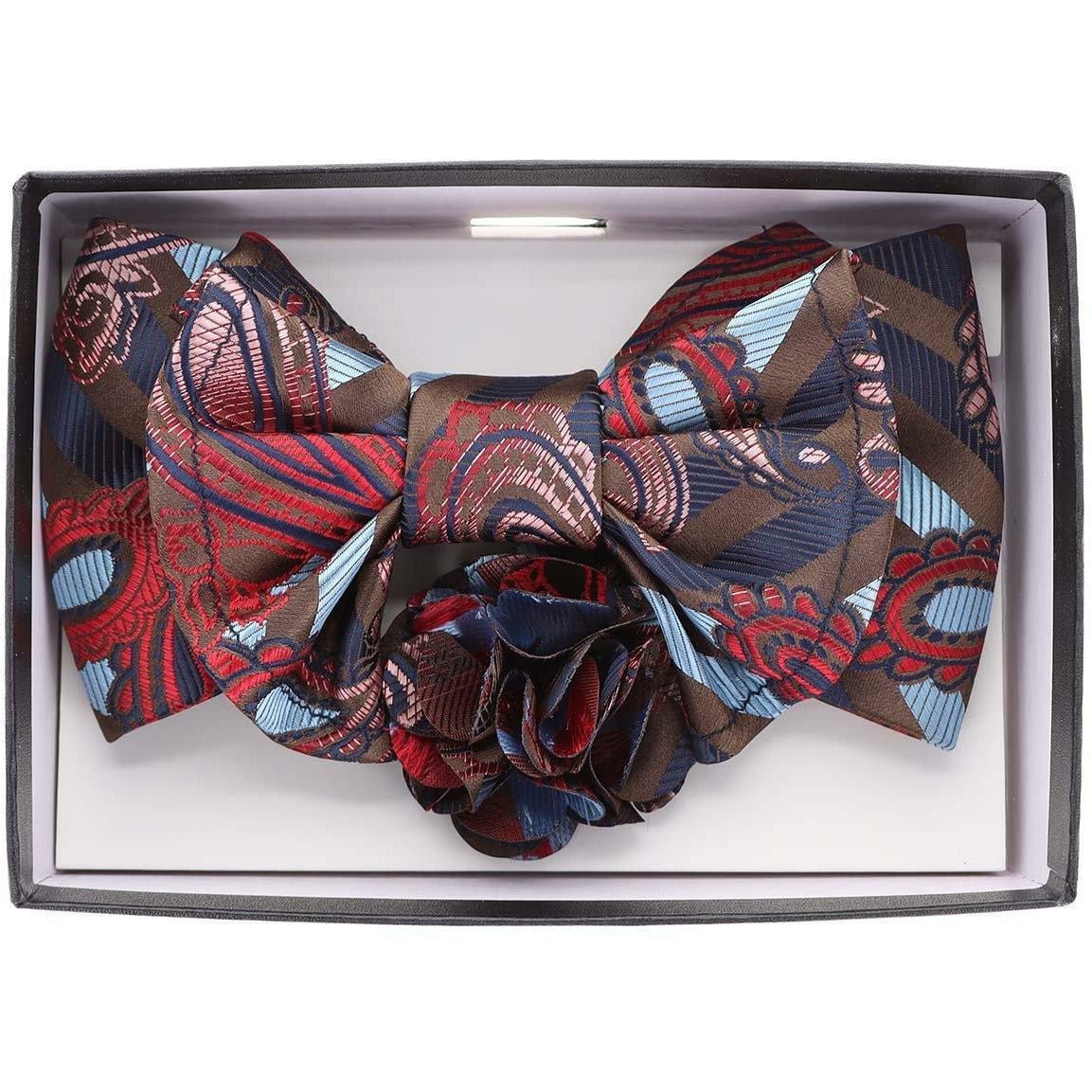 Vittorio Farina XL Bow Tie, Pocket Square & Flower Lapel Pin - XL2115 - Classy Cufflinks