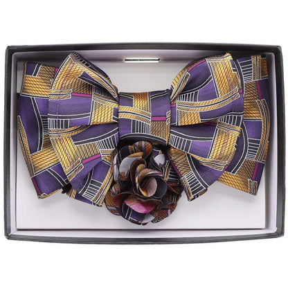 Vittorio Farina XL Bow Tie, Pocket Square & Flower Lapel Pin - XL2116 - Classy Cufflinks