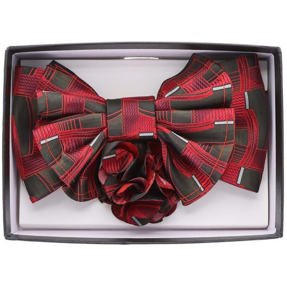 Vittorio Farina XL Bow Tie, Pocket Square & Flower Lapel Pin - XL2117 - Classy Cufflinks