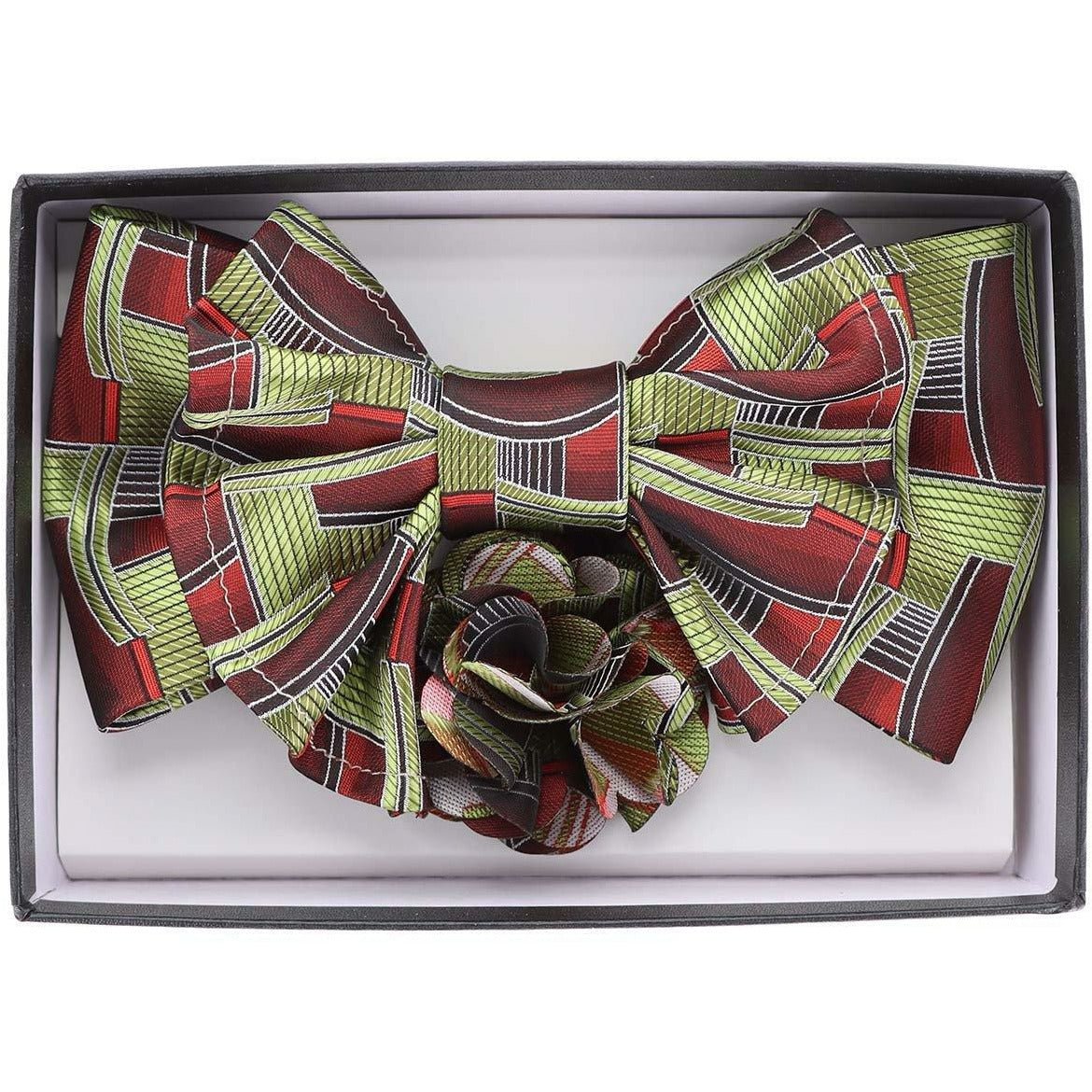 Vittorio Farina XL Bow Tie, Pocket Square & Flower Lapel Pin - XL2118 - Classy Cufflinks