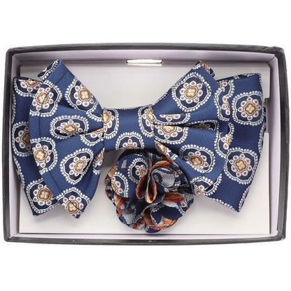 Vittorio Farina XL Bow Tie, Pocket Square & Flower Lapel Pin - XL2119 - Classy Cufflinks