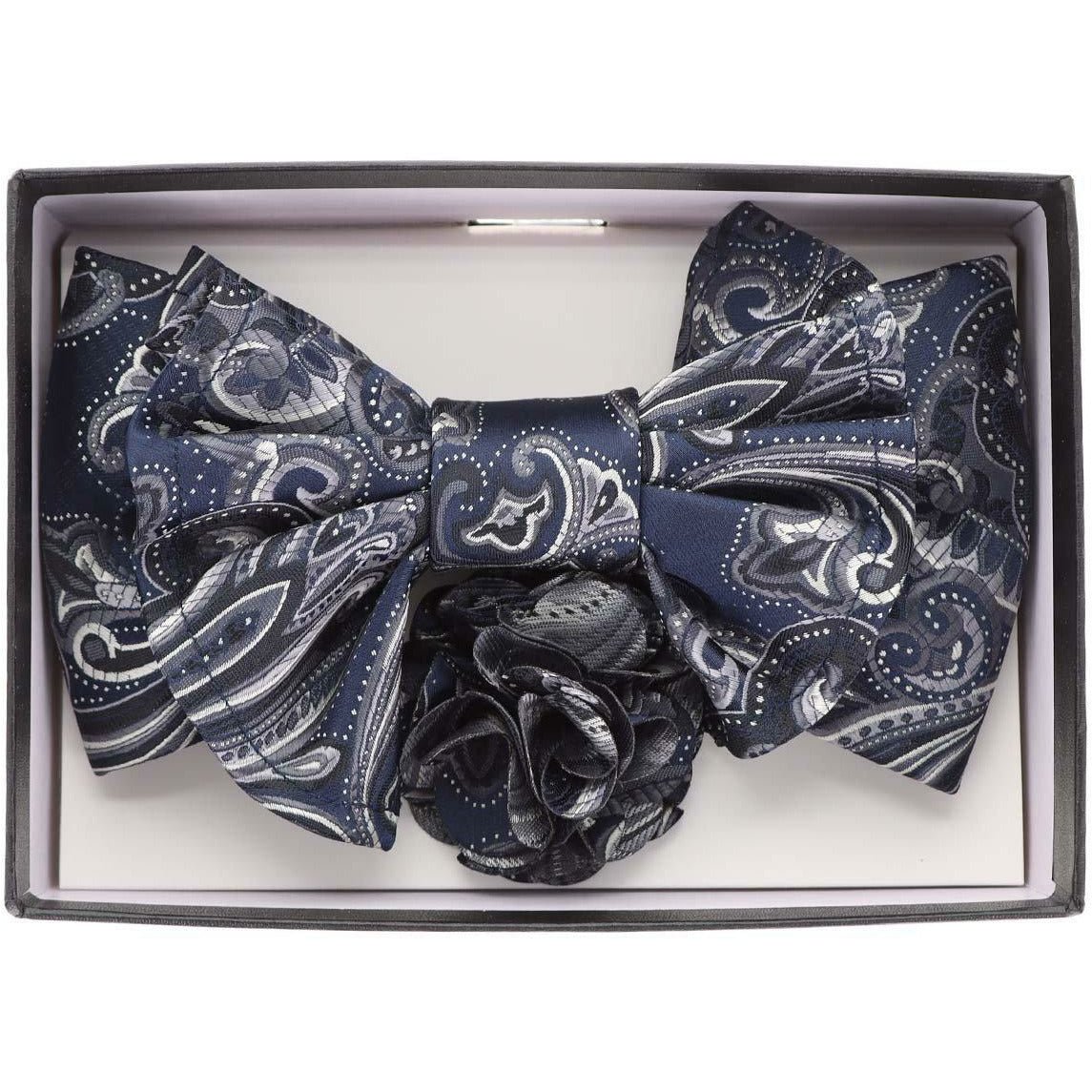 Vittorio Farina XL Bow Tie, Pocket Square & Flower Lapel Pin - XL2121 - Classy Cufflinks