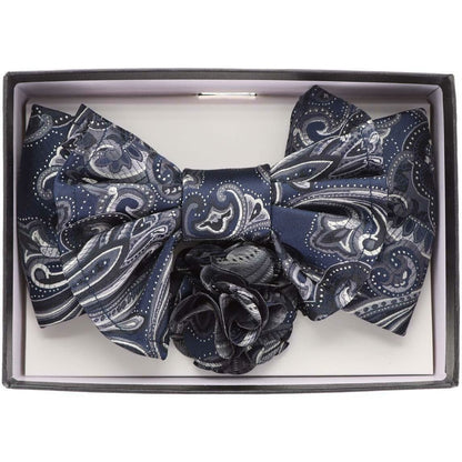 Vittorio Farina XL Bow Tie, Pocket Square & Flower Lapel Pin - XL2121 - Classy Cufflinks