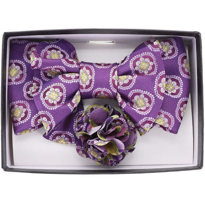Vittorio Farina XL Bow Tie, Pocket Square & Flower Lapel Pin - XL2121 - Classy Cufflinks