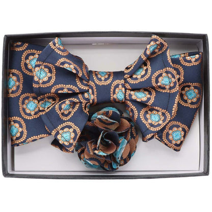 Vittorio Farina XL Bow Tie, Pocket Square & Flower Lapel Pin - XL2121 - Classy Cufflinks