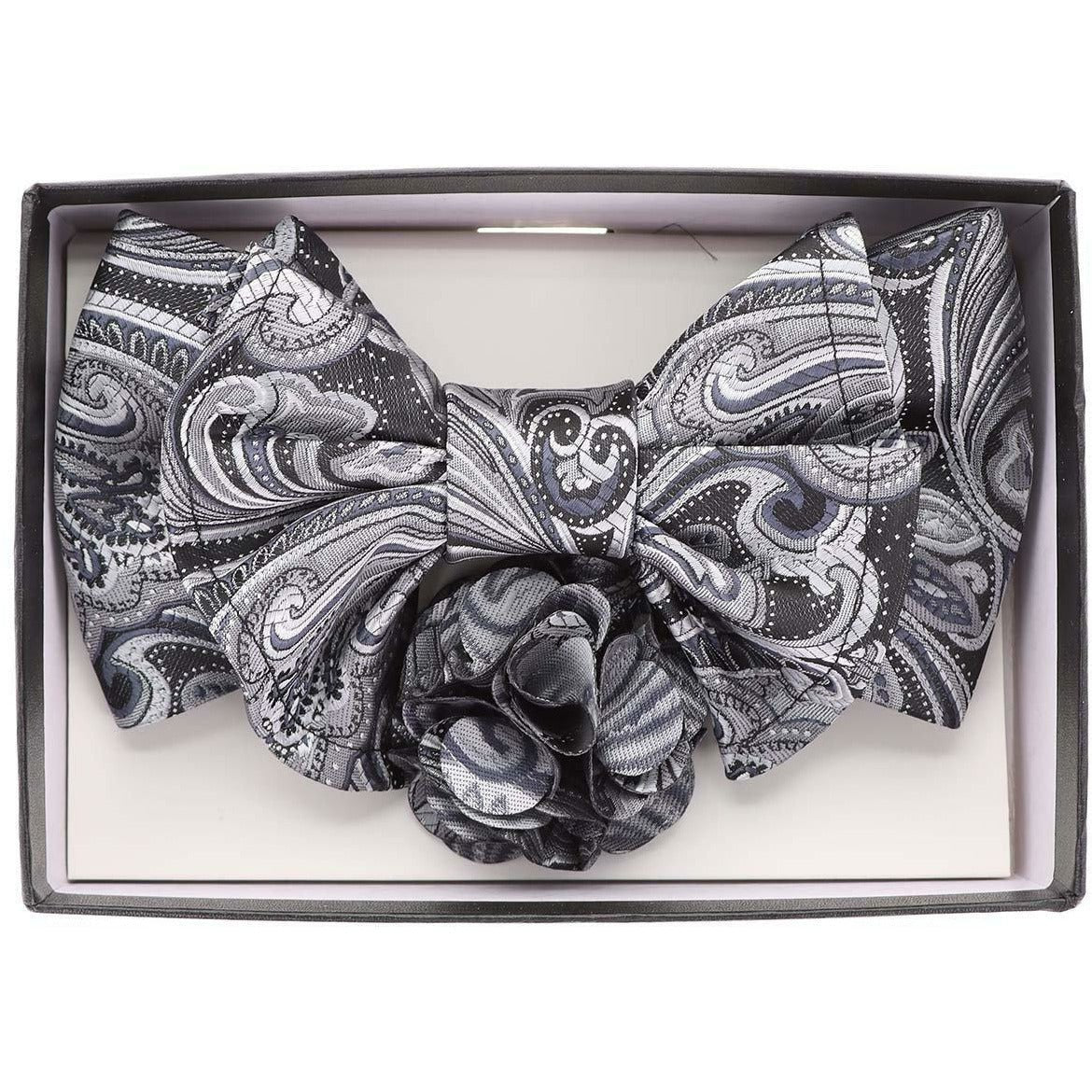 Vittorio Farina XL Bow Tie, Pocket Square & Flower Lapel Pin - XL2121 - Classy Cufflinks