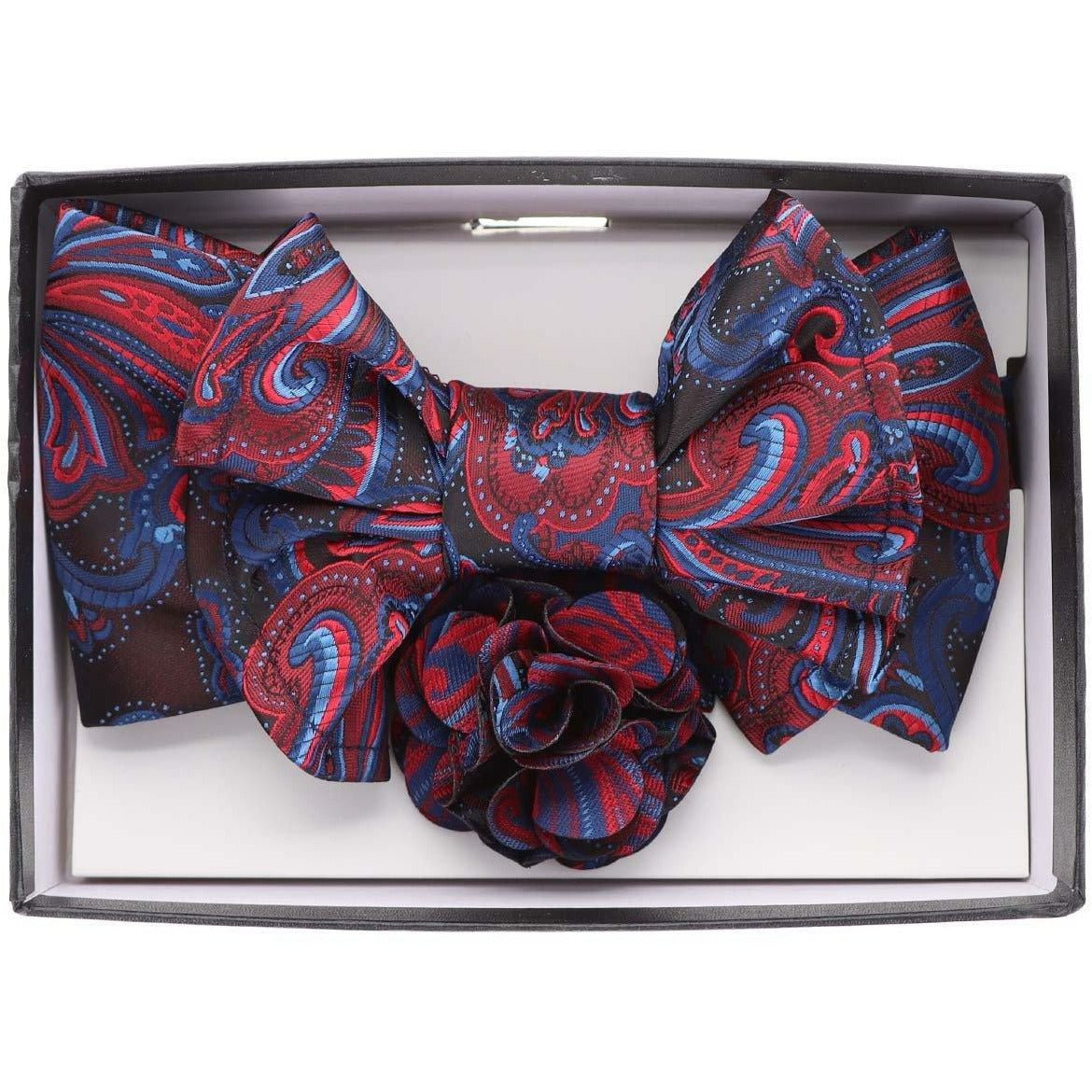 Vittorio Farina XL Bow Tie, Pocket Square & Flower Lapel Pin - XL2121 - Classy Cufflinks